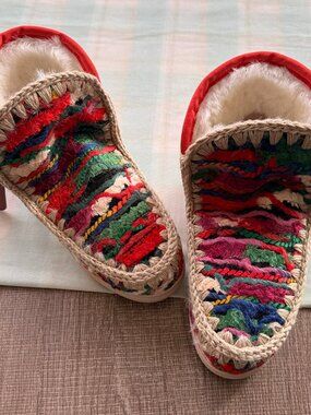 Mou Winter Fleece-Lined Knitted Mules
